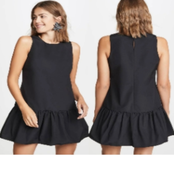 Amanda Uprichard Alejandra Black Sleeveless Ruffled Hem Mini Dress - Picture 5 of 10